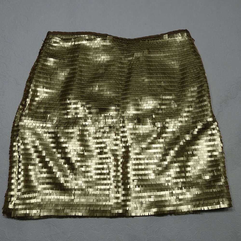 H&M Size 8 Gold Sequin Celebration Bling Chic Party Lined Short Skirt NEW